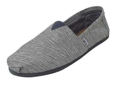 Toms 台灣新款時尚卡其色織布黑底一腳蹬帆布男鞋