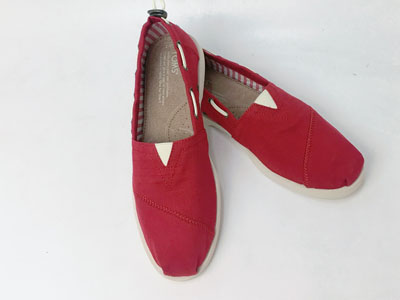 TOMS 台灣新款圓頭時尚紅色皮繩款女鞋