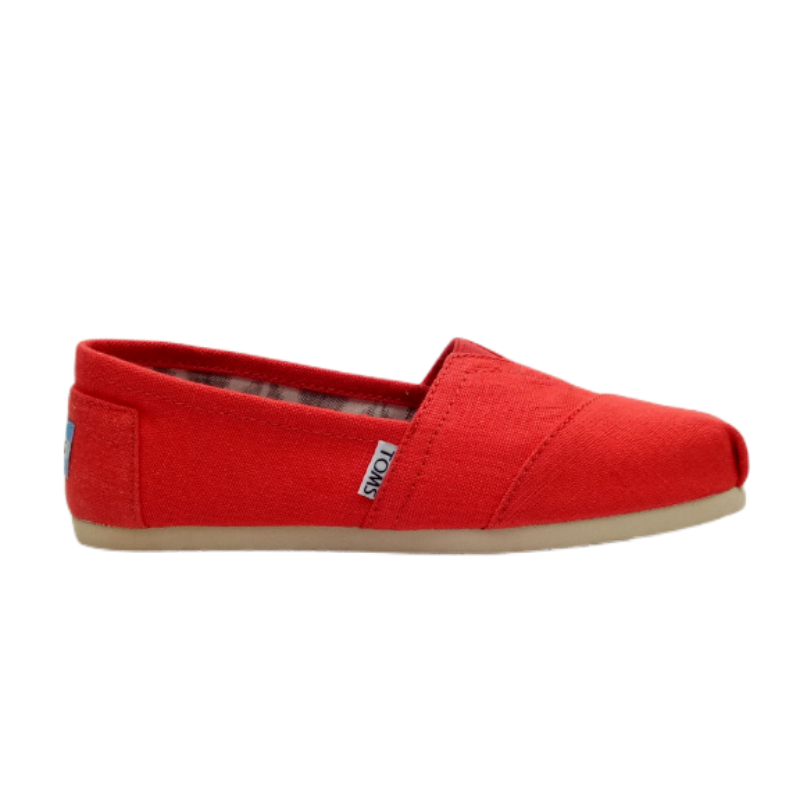 台灣Toms時尚橙紅色亞麻布女鞋
