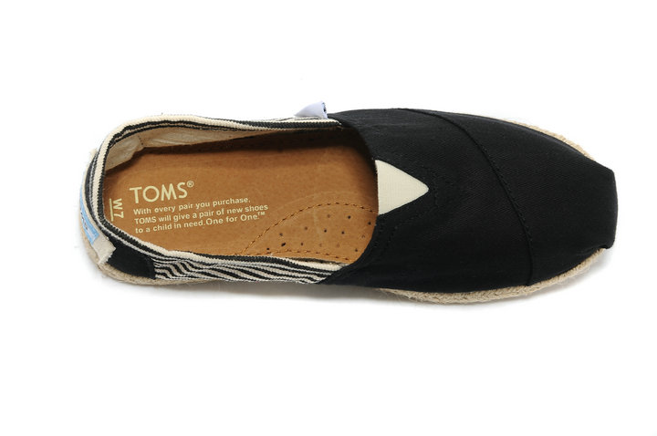 台灣Toms經典黑色小條紋麻底男鞋