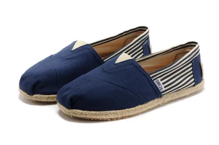 台灣Toms經典藍色小條紋麻底女鞋